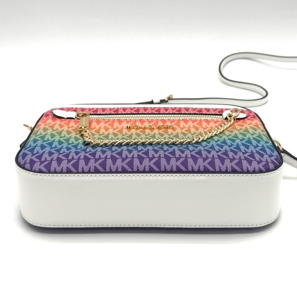 Michael Kors Jet Set Large Rainbow Signature Logo Crossbody Bag Rainbow - Picture 6 of 12